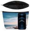 GHENBLT Waterproof Travel Makeup Bag Case Organizer, PU Leather Beach Lighthouse Cosmetic Bags, Small Toiletry Case Cute, Portable Zipper Pouch for Women Men, Travel Accessories view 3