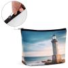 GHENBLT Waterproof Travel Makeup Bag Case Organizer, PU Leather Beach Lighthouse Cosmetic Bags, Small Toiletry Case Cute, Portable Zipper Pouch for Women Men, Travel Accessories view 4