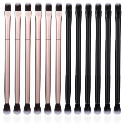 12 PCS Eyeshadow Smudge Brush Bulk 2 in 1 Eyeshadow Double Head Ended Concealer Brush Soft Firm Makeup Applicator for Blending Liner(Rose Gold+black)
