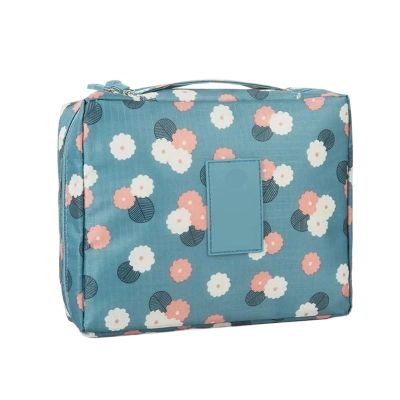 JSFZM Cosmetic Bags Cosmetic Bag Portable 3 Layers Makeup Organizer Bag Mesh Divider Cosmetic Cases Toiletries Pouch Travel Storage Tools Wash Bags for Storing Cosmetics(Blue Daisy)