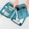 JSFZM Cosmetic Bags Cosmetic Bag Portable 3 Layers Makeup Organizer Bag Mesh Divider Cosmetic Cases Toiletries Pouch Travel Storage Tools Wash Bags for Storing Cosmetics(Blue Daisy) view 2