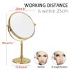 8 Inch Double Sided Standing Makeup Mirrors, Magnification & Regular Professional 360 Rotating Brass Vanity Cosmetic Mirrors,Gold,3X view 3