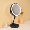 10X Lighted Makeup Mirror, 9inch 3 Color Dimmable Lights, 360Rotatable, Rechargeable Double Sided Magnifying Desk Mirror, Adjustable Vanity Mirror (Black, 9inch) view 2