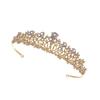 1pc Crown WJewelry Bridal Headpiece Headband Diamond Sparkle Hair Hairband Accessories Bride Rhinestone Flower Golden view 1