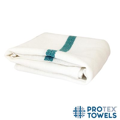 (12 Pack) PROTEX Towels Bleach Guard Barber 15" X 26" Green Strip