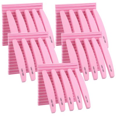 100 Pack Nail Buffers 100/180 Grit Heavy Duty Nail Files for Women Washable Double Sided Nails Sanding Block File for Acrylic Natural Gel Nails, Pink