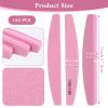 100 Pack Nail Buffers 100/180 Grit Heavy Duty Nail Files for Women Washable Double Sided Nails Sanding Block File for Acrylic Natural Gel Nails, Pink view 2