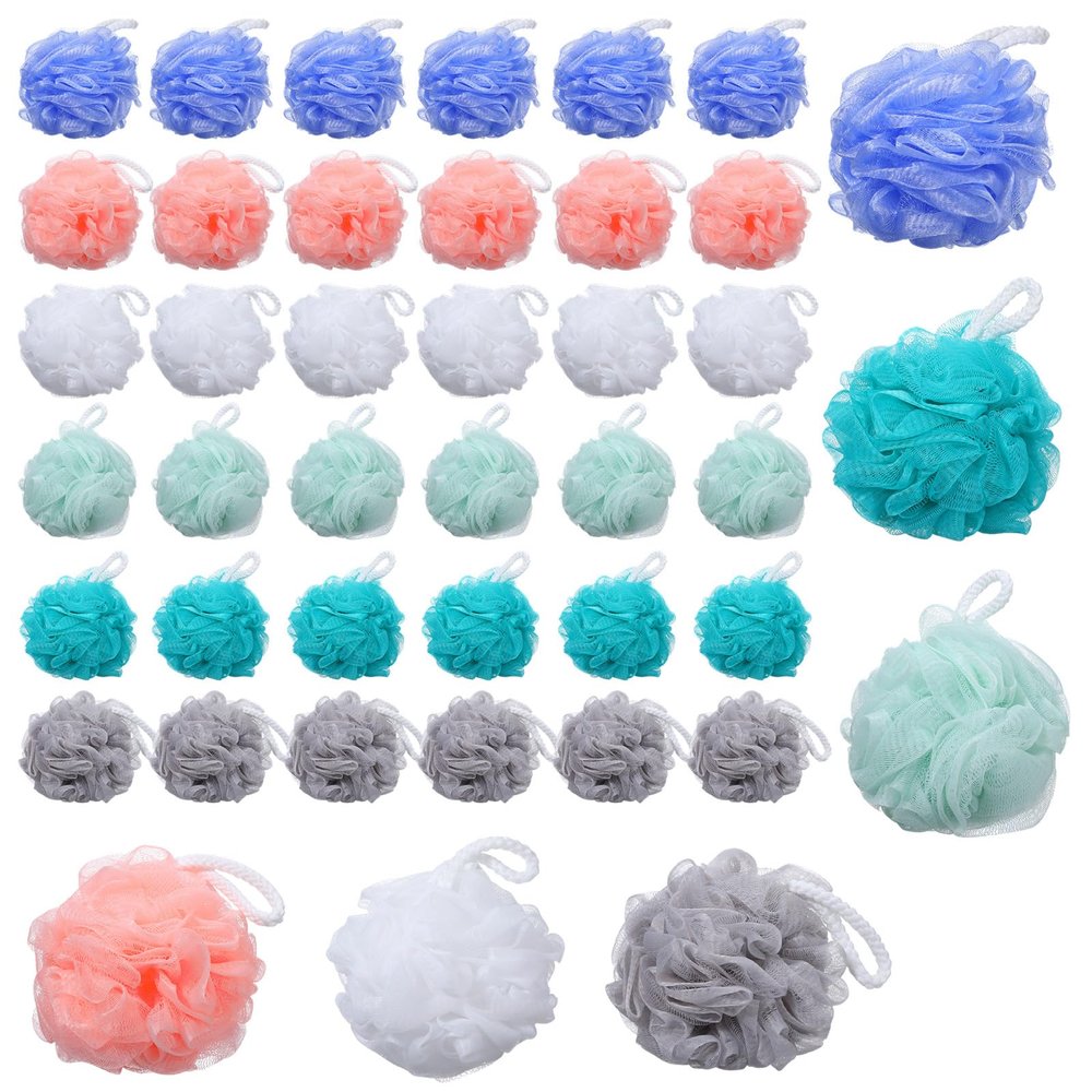 36 Pcs Bath Sponge Shower 40g Loofahs Bulk Bath Luffas Exfoliating Body Scrubber Pack Soft Colorful Mesh Balls Puff Bathing Accessories for Men and Women Exfoliating Sponge