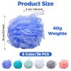 36 Pcs Bath Sponge Shower 40g Loofahs Bulk Bath Luffas Exfoliating Body Scrubber Pack Soft Colorful Mesh Balls Puff Bathing Accessories for Men and Women Exfoliating Sponge view 2