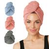 Turbie Twist 3-Pack Microfiber Hair Towel for Beauty, Travel, Gifting - Hair Wrap Turban for Straight, Wavy & Curly Hair - Premium Personal Care - Gray, Blue & Pink view 1
