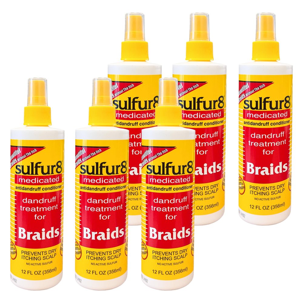 Sulfur 8 Dandruff Treatment for Braids 12 oz (Pack of 6)  Medicated Anti-Itch Scalp Conditioner