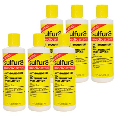 Sulfur 8 Medicated Anti-Dandruff Oil Moisturizing Hair Lotion 8 oz (Pack of 6)  Scalp & Hair Conditioner