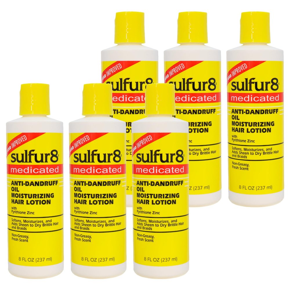 Sulfur 8 Medicated Anti-Dandruff Oil Moisturizing Hair Lotion 8 oz (Pack of 6)  Scalp & Hair Conditioner