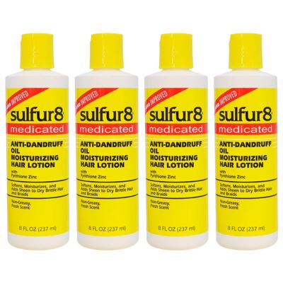 Sulfur 8 Medicated Anti-Dandruff Oil Moisturizing Hair Lotion 8 oz (Pack of 4)  Scalp & Hair Conditioner