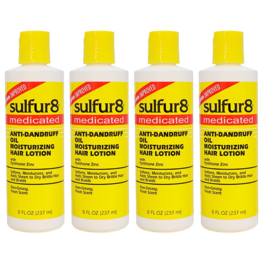 Sulfur 8 Medicated Anti-Dandruff Oil Moisturizing Hair Lotion 8 oz (Pack of 4)  Scalp & Hair Conditioner