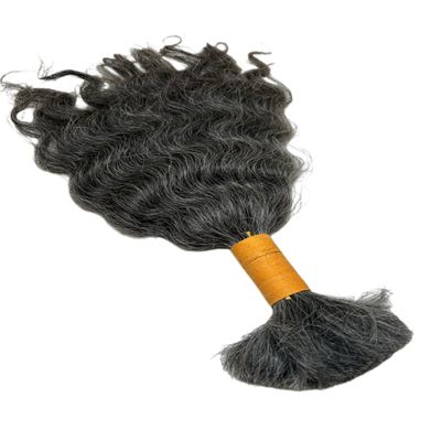 100% Raw Unprocessed Natural Curly Grey Human Hair Bulk for Braiding Premium Quality, Tangle-Free Extensions (10 Inch)