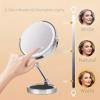 10X Lighted Makeup Mirror, 9inch 3 Color Dimmable Lights, 360Rotatable, Rechargeable Double Sided Magnifying Desk Mirror, Adjustable Vanity Mirror (Silver, 8inch) view 2