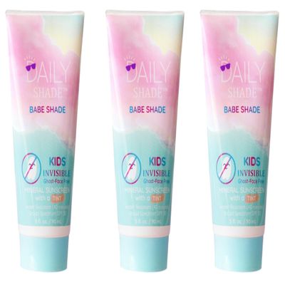 Daily Shade Babe Shade Kids Tinted Mineral Sunscreen for Face with SPF 30 - Non-Nano Zinc, Reef Safe, Travel Size Water Resistant & Hypoallergenic Skin Care Formula for All Types of Skin Tone - Pack 3