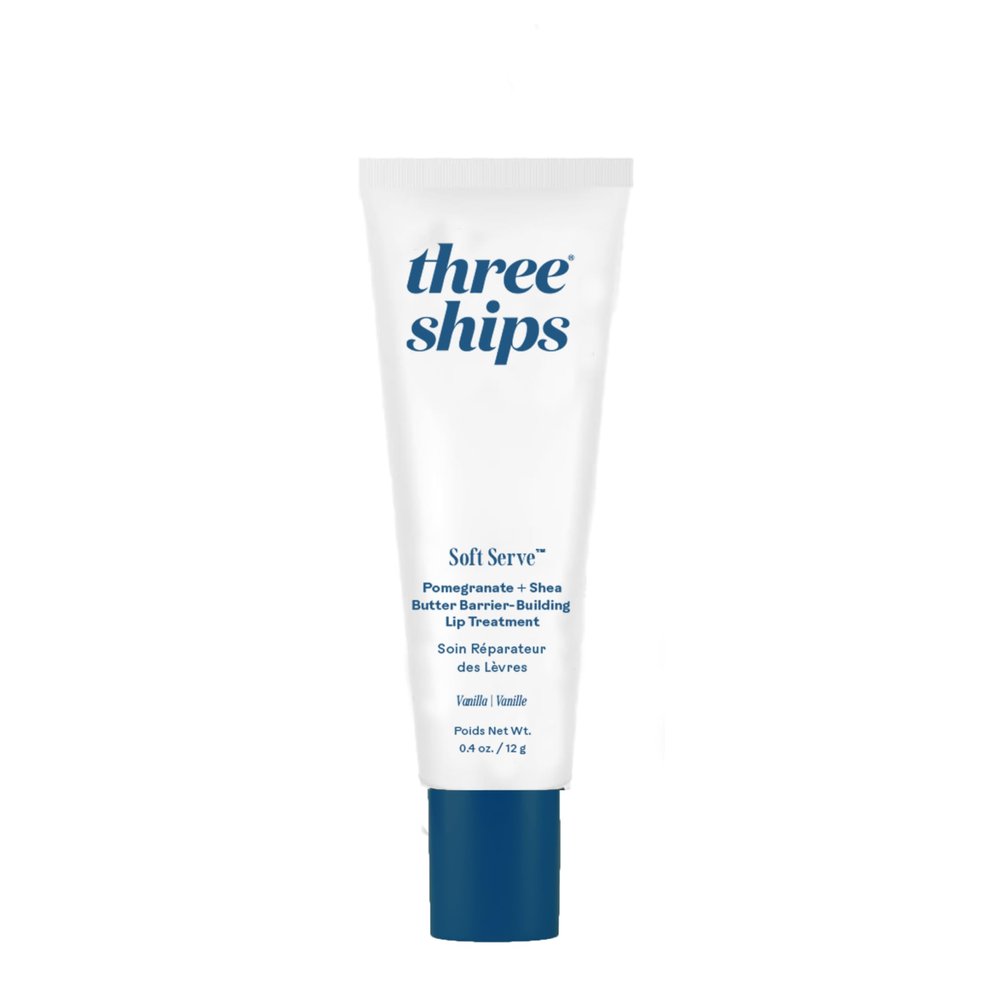 Three Ships - SoftServe Pomegranate + Shea Butter Barrier-Building Lip Treatment | Soften, Plump, Hydrate | Cruelty-Free, Vegan, Paraben-Free, Sensitive Skin Safe (12g | 0.4 oz)