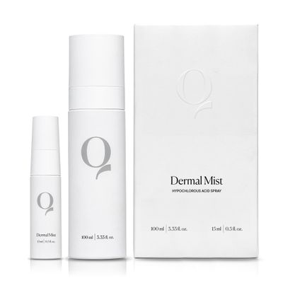 Qure Dermal Mist Hypochlorous Acid Spray for Face, Skin and Body, HOCl Facial Hydrating Spray, Calm irritation, Reduce redness, Purify skin, Support barrier repair (3.33 fl oz + 0.5 fl oz Travel Duo)