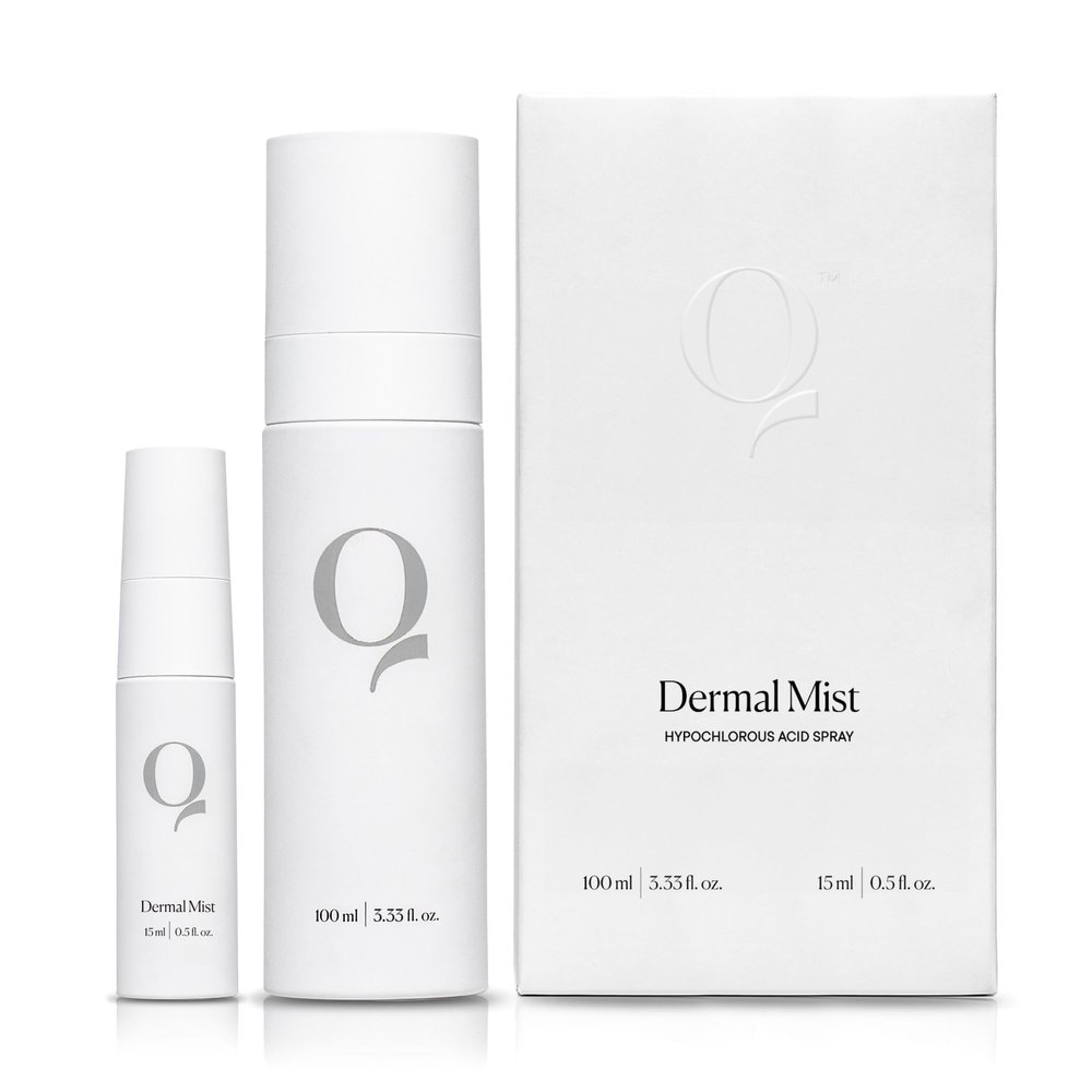 Qure Dermal Mist Hypochlorous Acid Spray for Face, Skin and Body, HOCl Facial Hydrating Spray, Calm irritation, Reduce redness, Purify skin, Support barrier repair (3.33 fl oz + 0.5 fl oz Travel Duo)