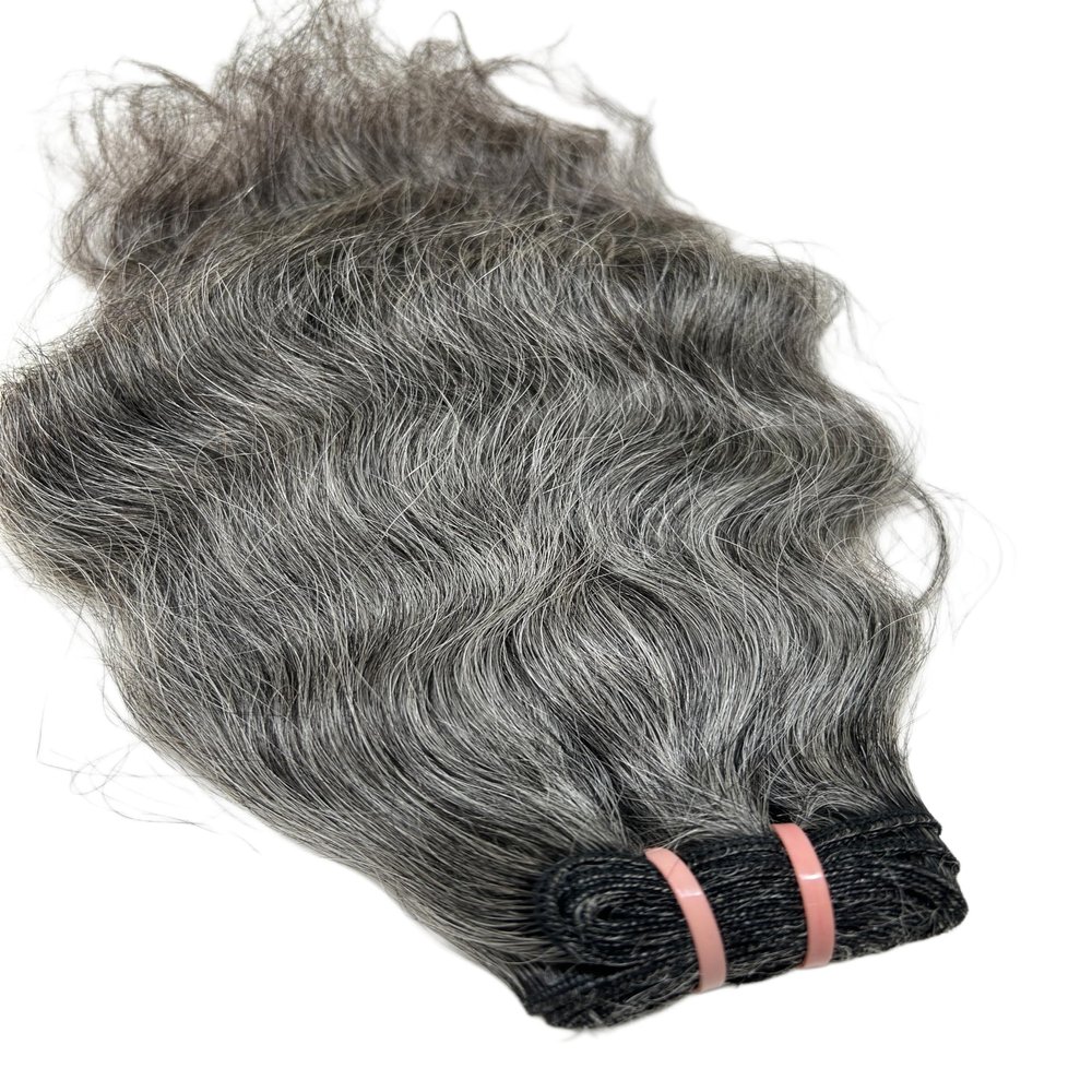 100% Raw Unprocessed Natural Curly Grey Human Hair Bundle  Double Weft, 100g  Cuticle Aligned Remy Extensions for Weave, Wig Making & Styling (10 Inch)