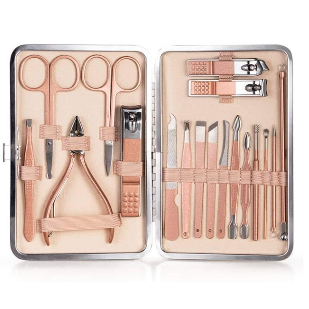 16/18-Piece Stainless Steel Nail Cutter & Pedicure Scissors Set  Portable Manicure & Nail Clipper Tool Kit with Storage Box, for Home or Salon Use