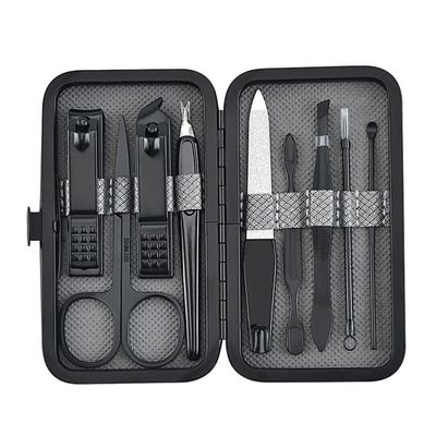 9-Piece Stainless Steel Nail Clippers Set Portable Manicure & Pedicure Tool Kit with Travel Case for Hands and Feet, Easy to Carry