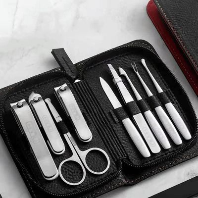 9-Piece Stainless Steel Manicure & Pedicure Set Professional Nail Clipper Kit with Travel Case, Tools for Hand and Foot Care