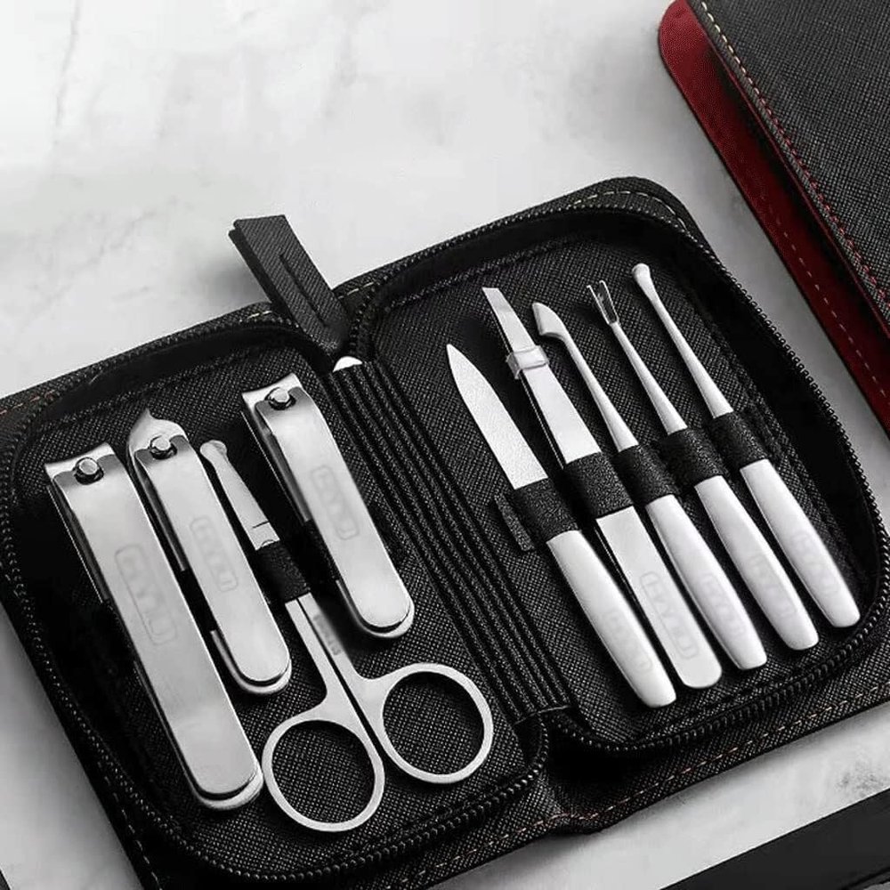 9-Piece Stainless Steel Manicure & Pedicure Set  Professional Nail Clipper Kit with Travel Case, Tools for Hand and Foot Care