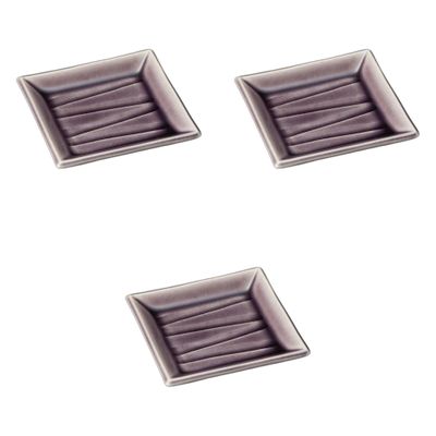 Setomonohonpo 3-Piece Set, Penetrating Murasaki Rectangular Sharpener, Small, 4.1 x 4.1 x 0.6 inches (10.3 x 10.3 x 1.6 cm) | Square Plate Porcelain