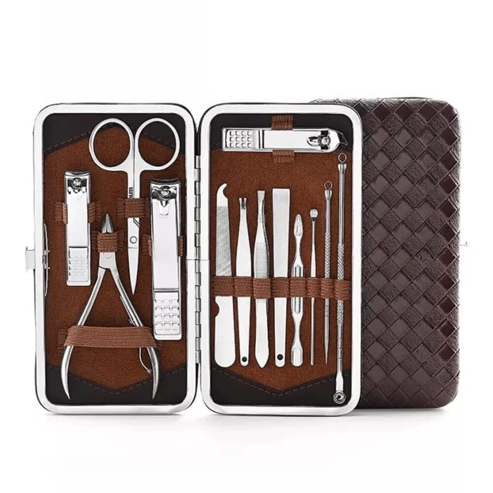13-Piece Stainless Steel Manicure Set, Professional Nail Clipper Kit with Trimmers, Cutters, Polished File, and Storage Box
