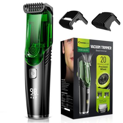 RAINPOT Saker Beard Trimmer for Men,Gifts for Men, Vacuum Beard Trimmer Kit with LED Display, 20 Length Settings, IPX7 Waterproof, USB Charge, Travel Case (9899 Green)