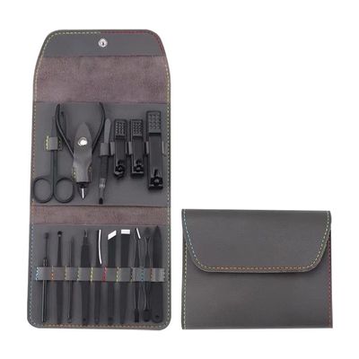 16-Piece Professional Nail Clippers Set  Stainless Steel Pedicure & Manicure Kit with PU Leather Bag, White Five-Pointed Star Design