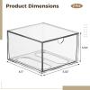 2 Pcs Stackable Clear Acrylic Organizer Box Vanity, Wide Large With Drawer Easy Access Hole Cotton Pad Dispenser, For Dresser And Bathroom Countertop Makeup Storage view 2