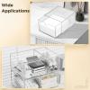2 Pcs Stackable Clear Acrylic Organizer Box Vanity, Wide Large With Drawer Easy Access Hole Cotton Pad Dispenser, For Dresser And Bathroom Countertop Makeup Storage view 3