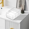 2 Pcs Stackable Clear Acrylic Organizer Box Vanity, Wide Large With Drawer Easy Access Hole Cotton Pad Dispenser, For Dresser And Bathroom Countertop Makeup Storage view 4
