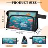 AGHESOTH Ocean Fish Makeup Bag Travel Cosmetic Bags Organizer Toiletry Box Large Wide Open Make Up Pouch Compartments with Side Handle for Essentials Toiletries Womens Men Brushes Slot view 2