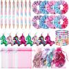 Honoson 40 Pcs Unicorn Party Supplies Unicorn Birthday Decorations Include 8 Glitter Pens 8 Shiny Scrunchies 8 Keychains 8 Bracelets 8 Goodie Bags for Piata Supplies view 1