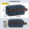 Vorspack Canvas Toiletry Bag for Men - Water Resistant Travel Bag for Toiletries, Bathroom Essentials, Accessories - Navy Blue view 2