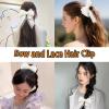Hair Bows Clip Women Girls Bow Knot Hair Clip with Long Tails Lace Beige Bowknot Hair Clips for Prom Halloween Party Accessories Women Girls Bow Barrette for Thick Thin Hair view 2