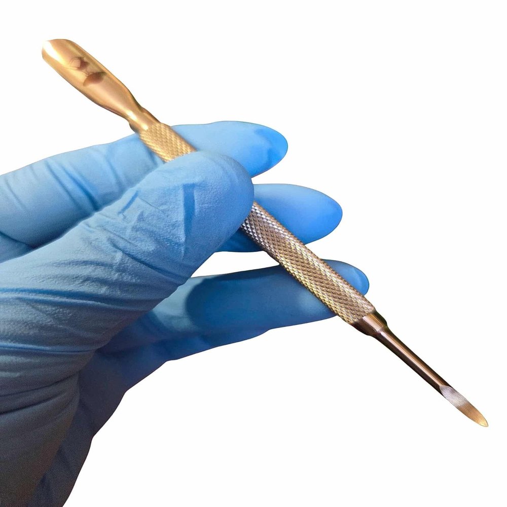 Nail Extravaganza Professional Cuticle Pusher #3 Stainless Steel one side Gouge 9mm and other side Pointed Curve Scoop to Clean under and Round the Nails.