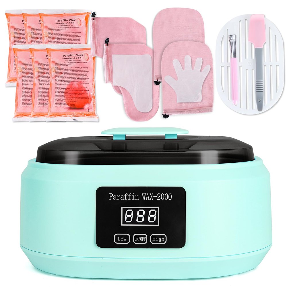 Paraffin Wax Machine for Hand and Feet - 3500ml Hot Wax Hand Wax Machine with 6 Pcs Paraffin Bath Wax, Auto-time and Keep Warm Paraffin Hand Wax Machine(Blue)