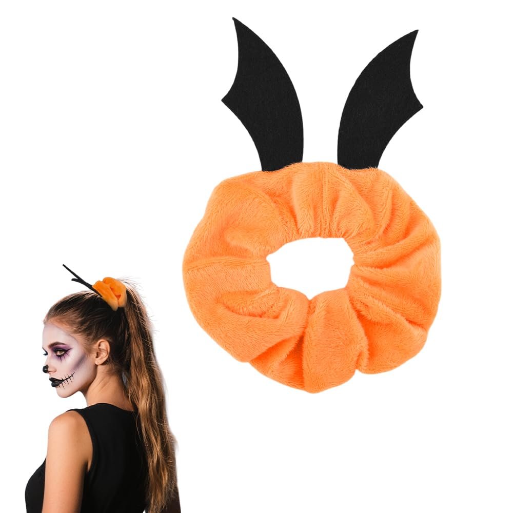 Devil Goth Hair Accessories for Girls Gothic Halloween Costume Accessories Bat Ear Scrunchie Festival Party Ponytail Holder Festival Cosplay Hair Ties Goth Scrunchies for Women Cartoon Scrunchie Gift