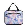 Abstract Mushrooms Digital Illustration Blue Pink White Hanging Hanging Travel Toiletry Bag with Hook, Designer Waterproof Makeup case for Traveler Traveling estuche para brochas maquillaje L view 1