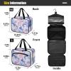 Abstract Mushrooms Digital Illustration Blue Pink White Hanging Hanging Travel Toiletry Bag with Hook, Designer Waterproof Makeup case for Traveler Traveling estuche para brochas maquillaje L view 3