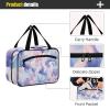 Abstract Mushrooms Digital Illustration Blue Pink White Hanging Hanging Travel Toiletry Bag with Hook, Designer Waterproof Makeup case for Traveler Traveling estuche para brochas maquillaje L view 4