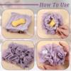 3 PCS Loofah Washcloth Combo 2-in-1, Soap Bar Loofah Exfoliating Shower Pouf with Bar Soap Pocket Body Scrubber Exfoliating Loofa for Women & Men Bath Accessories Cleaning Tool (Green Purple Khaki) view 4
