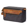 ASWRTYJO Travel Cosmetic Wash Bag Unisex Toiletry Bag Vintage PU Canvas Compact Travel Make up Men Shaving Bag with Handle view 1