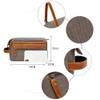ASWRTYJO Travel Cosmetic Wash Bag Unisex Toiletry Bag Vintage PU Canvas Compact Travel Make up Men Shaving Bag with Handle view 2